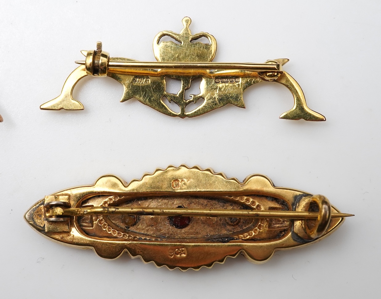 Three brooches, 19th and 20th century